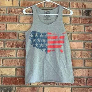 Gray American flag, US outline tank